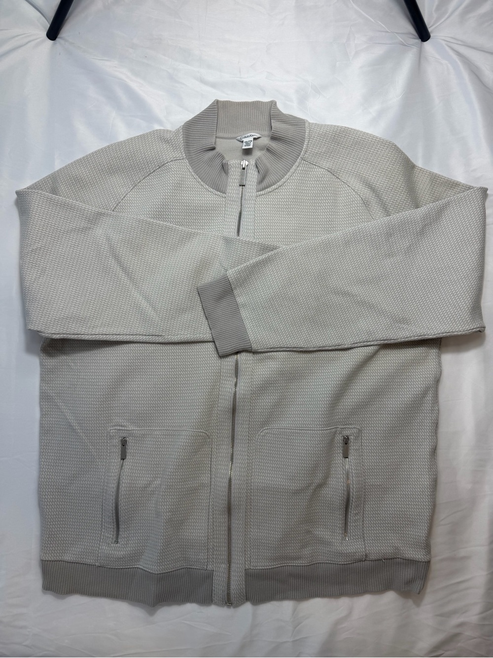 Calvin Klein Men's Light Gray Zip-Up Knit Sweater